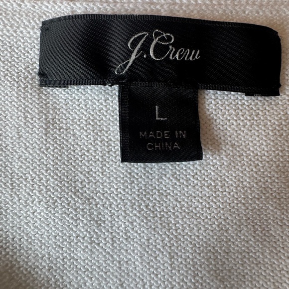 J. CREW bright white Summer v-neck cardigan cotton viscose women’s size large - Picture 8 of 10